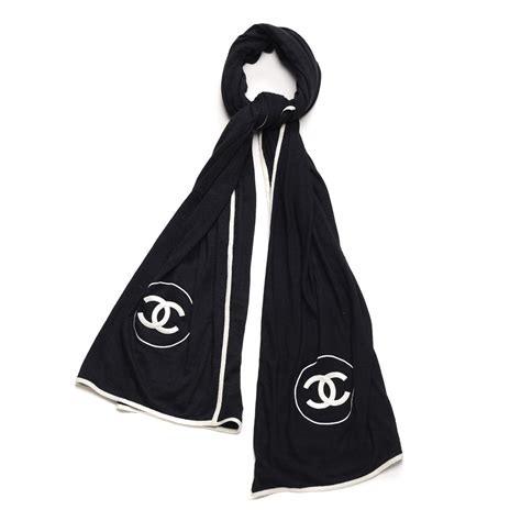 chanel black cc scarf